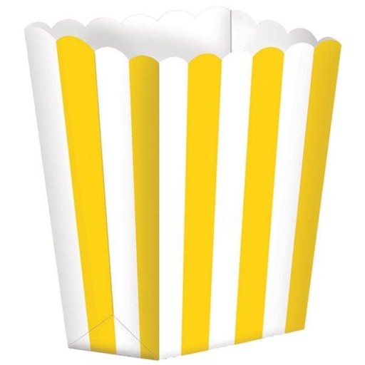 PAPIEROVÉ KRABICE NA POPCORN, ŽLTÉ, BIELE, ŽLTÉ