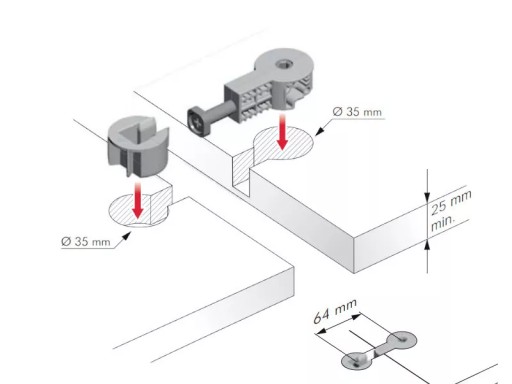 QUICK konektor na pripojenie pracovnej dosky, skrutka 8x64mm 64mm Fi-35 Italiana sada