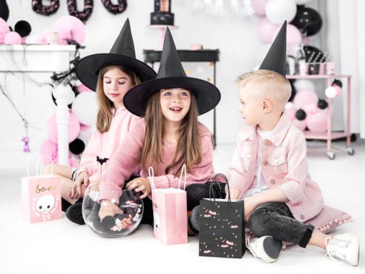 HALLOWEENSKÉ TAŠKY SLADKOSTI BOO! RUŽOVÁ 6 kusov