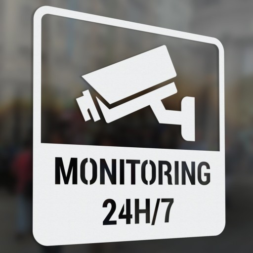 Monitorovanie 24/7 - výstražná nálepka 15x15cm