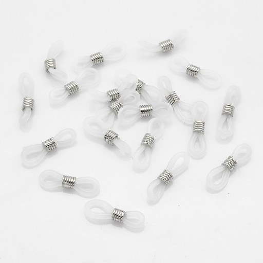 Držiaky na okuliare, Silikón, Železné prvky, 18-20x5-6mm, 20 ks
