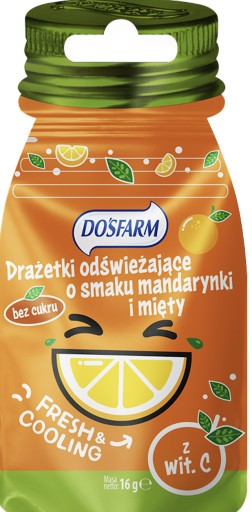 Dražé osviežujúce chuť mäty a mandarínky s vitamínom. C Dosfarm 16g
