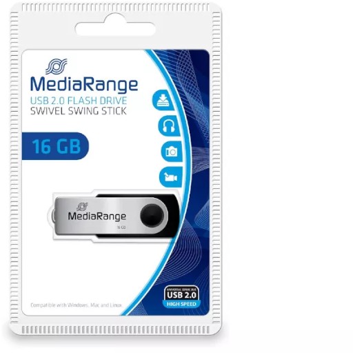 Obojstranná USB 2.0 pamäťová jednotka MediaRange 16 GB