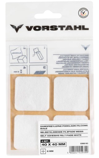 Samolepiace plstené podložky biele 40x40mm balenie 4 ks - VORSTAHL