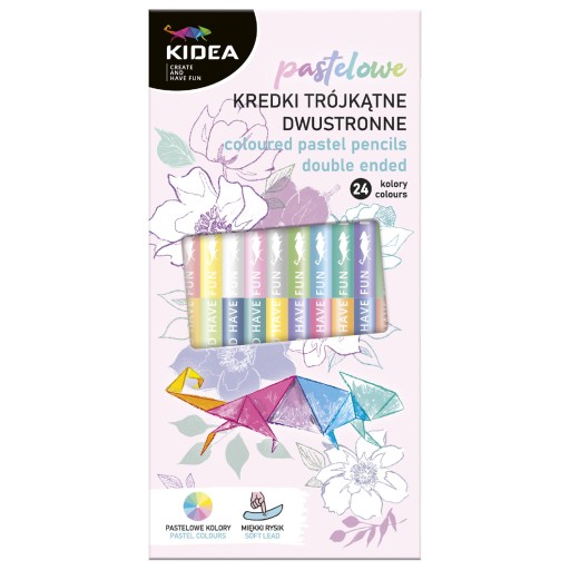 KIDEA TROJUHOLNÍKOVÉ CECILY, OBOJSTRANNÉ, PASTELOVÉ, 24 FARIEB
