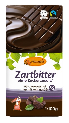 DEZERTNÁ ČOKOLÁDA BEZ PRIDANÉHO CUKRU FAIR TRADE 100 g - BIRKENGOLD (BIRKENG