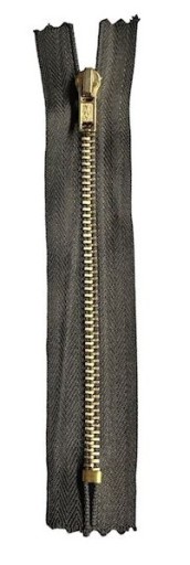 Nerozoberateľný olivový kovový zips, 14 cm