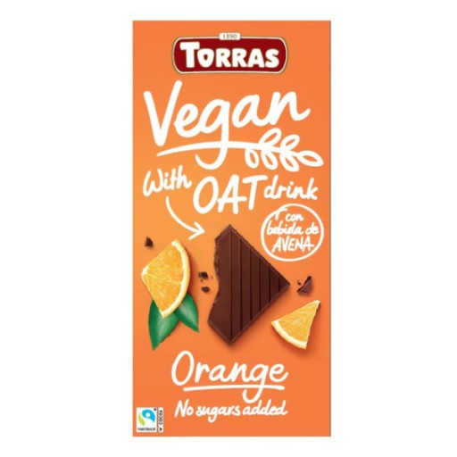 Vegánska čokoláda s ovseným extraktom a pomarančom, bez pridaného cukru 100