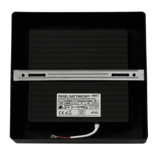 LED stropné svietidlo prisadené na povrch 18W 1980lm 4000K čierny štvorec