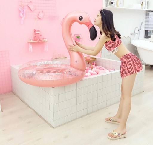 Nafukovací kruh Flamingo s trblietkami na bazén Pláž pre deti 70 cm