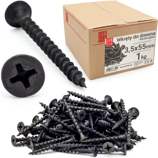 Skrutky do sadrokartónu 25mm 3,5x55 do dreva, sadrokartónu, fosfátovaného FOSFAT, 1kg