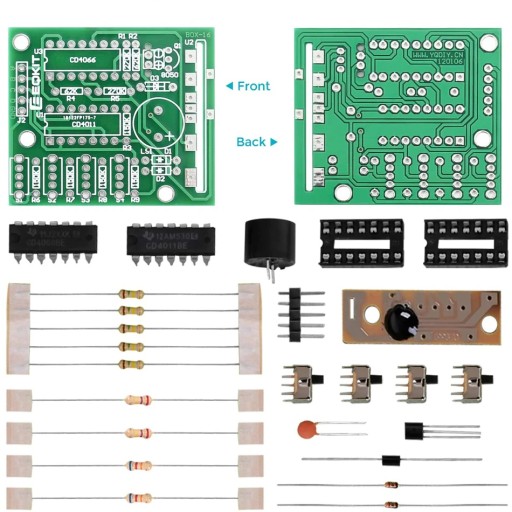 Súprava Electronic Music Box 16, ktorá sa učí spájkovať