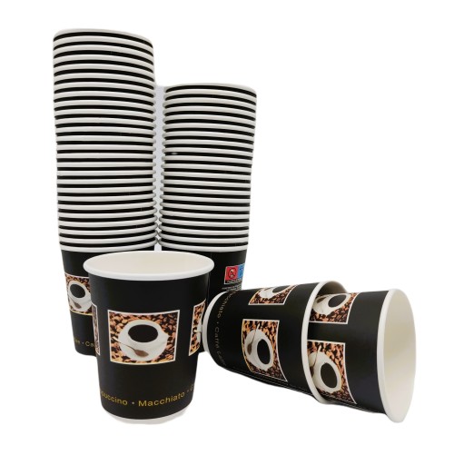 Jednorazové papierové poháre na horúce kávové nápoje COFFEE BEANS 250ml 50ks