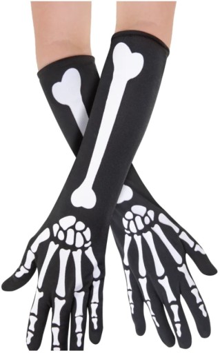 Dlhé rukavice BONES čierny maškarný kostým HALLOWEEN