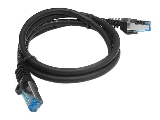 Cat.6A PIMF prepojovací kábel tienený RJ45-RJ45 1:1 Cu AWG26 čierny 1m