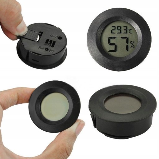 Okrúhly LCD CO2 Teplomer Hygrometer Terárium Akvárium Meteostanica