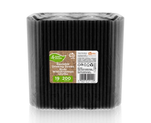 OPAKOVATEĽNÉ PLASTOVÉ SLAMKY, čierne, 200x