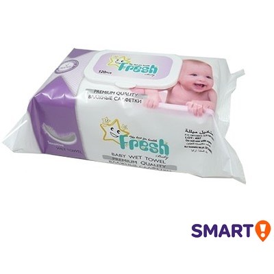 Fresh Baby Jumbo pack vlhčené obrúsky s klipom, 120 kusov