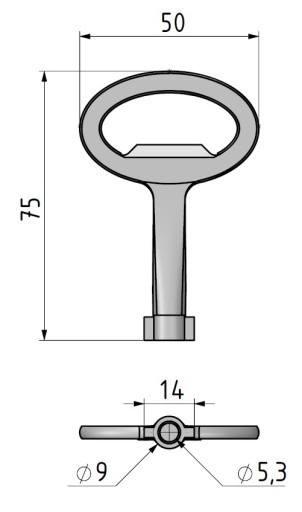 Štvrťotáčkový, dvojkrídlový zámok, pochrómovaný, 5 mm / 18,5 mm, s kľúčom