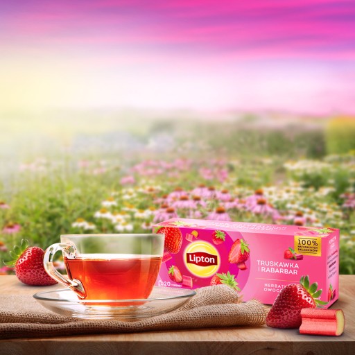 Lipton ovocný expresný čaj Jahoda a Rebarbora 20 sáčkov, 32g