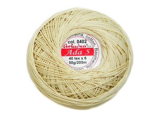 Cordonek ADA 5 Ariadna 0402 ecru 50g 205m