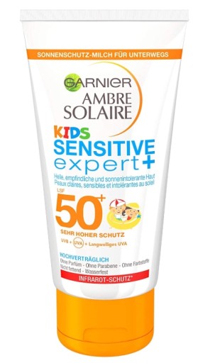 Garnier Ambre Solaire, opaľovacie mlieko pre deti SPF50+, rýchle umývanie