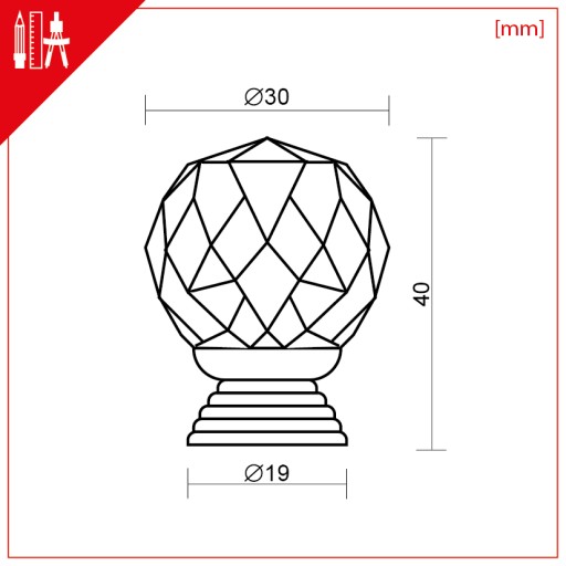 KRIŠTÁĽOVÝ DIAMANTOVÝ BIELY NÁBYTOK ÚCHYTKA fi30