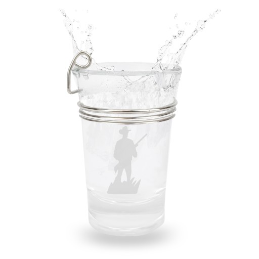 SKLO S DRŽIAKOM POĽOVNÍCKEHO VODÍTKA, RYTÝ ZÁSAH!