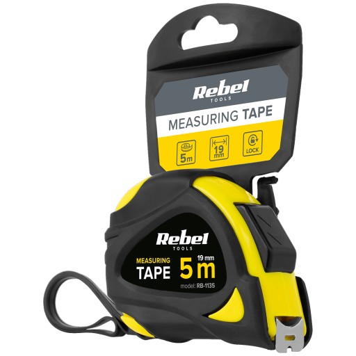 Zvinovací meter, lakovaná oceľ REBEL 5m 19mm