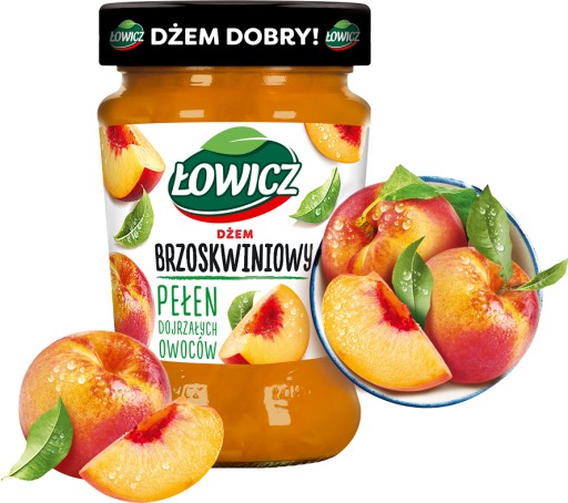 Broskyňový džem Łowicz s nízkym obsahom cukru 280 g