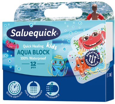 Vodotesné náplasti Salvequick Aqua Block Kids x12