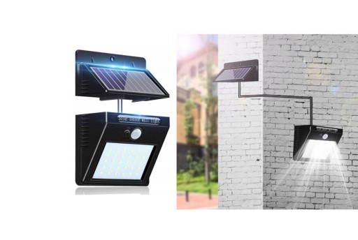LED SOLARNÁ LAMPA S POHYBOVÝM SNÍMAČOM ZÁHRADNÁ NÁSTENNÁ LAMPA 3W KÁBL