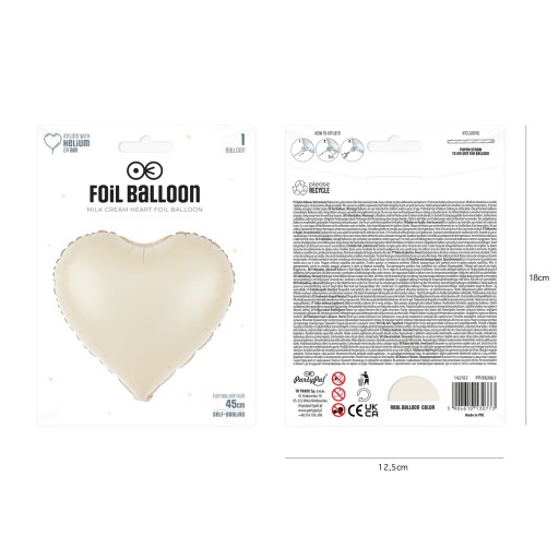 Fóliový balónik Heart matte - cream
