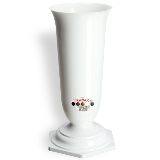 VÁZA, KVETY, NÁHROBNÝ NÁHROB, CINTORÍN, NÁHOBNÝ KAMEŇ, VLOŽKA, BIELY STOJAN, 37cm