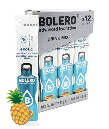 BOLERO Tyčinky nápoj ZERO cukor exotické ovocie 12 ks.