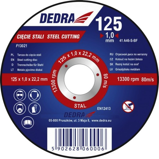 DEDRA REZNÝ KOTÚČ NA OCEĽ 125 mm x 1