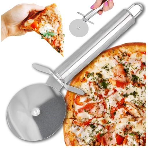 Nôž na PIZZA nerezový ostrý okrúhly vrúbkovaný krájač na krájanie