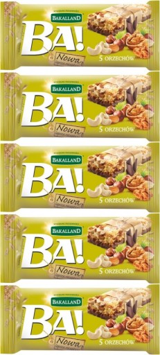 Cereálna tyčinka Bakalland BA! 5 orechov 40 g OVSEK x 5