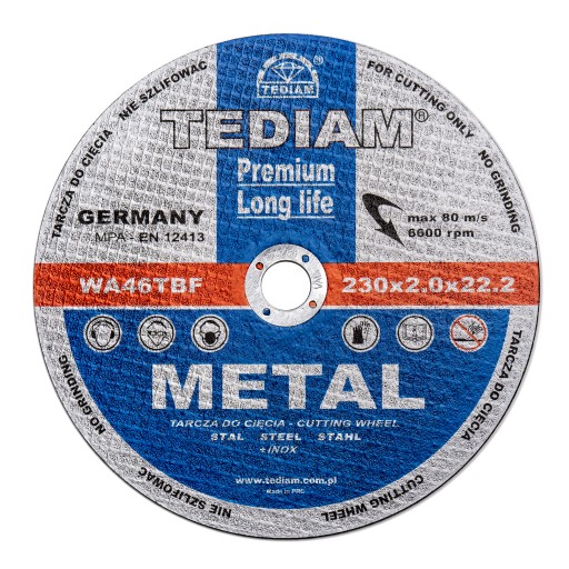 METAL + INOX rezací kotúč 230 x 2,0 TEDIAM PREMIUM