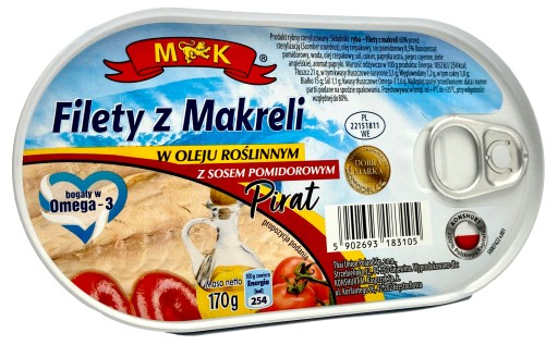 MAKERELOVÉ FILETKY V OLEJU S POM OMÁČKOU. PIRÁT MK