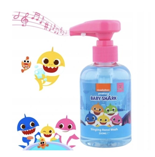 HRACIE TEKUTÉ MYDLO PRE DETI BABY SHARK 250 ML RUŽOVÝ HLAS S MELÓDIOU