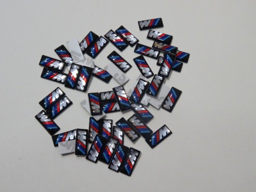 2x Nálepky s logom Emblémy na ráfiky volantov BMW MPOWER 16x7 mm strieborné