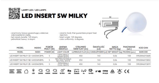 Halogénová žiarovka SLIM LED 5W, teplá farba