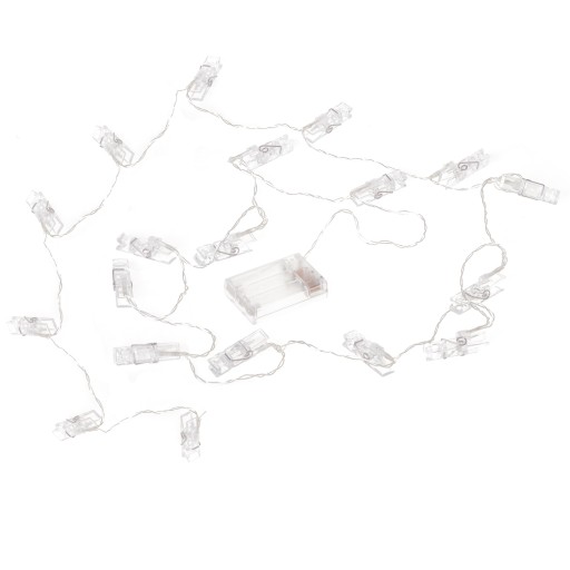 LED lampy, klipy, spony na fotografie, 1,5 m, 10 LED teplá biela, na batérie