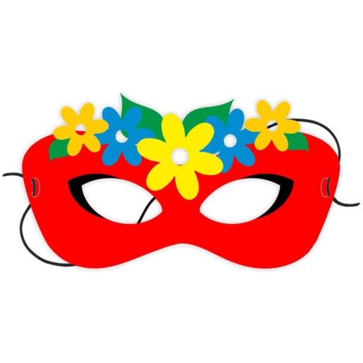 Papierová MASK FLOWERS lady SPRING RED guma