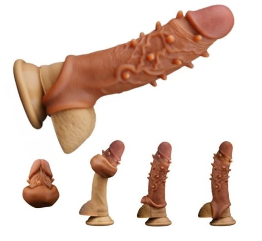 SILIKÓNOVÝ KRYT NA PENIS S ORIEŠKAMI NASADZOVAŤ NA SEMENNÍKY