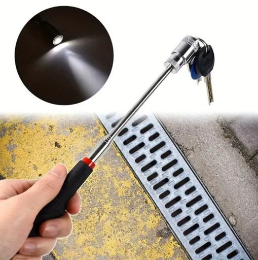 MAGNETICKÝ GRIPPER LED inšpekčný teleskopický magnet 68 cm baterka