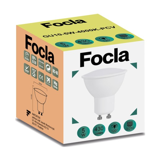 FOCLA GU10 LED ŽIAROVKA 5W NEUTRÁLNA BIELA 4000K