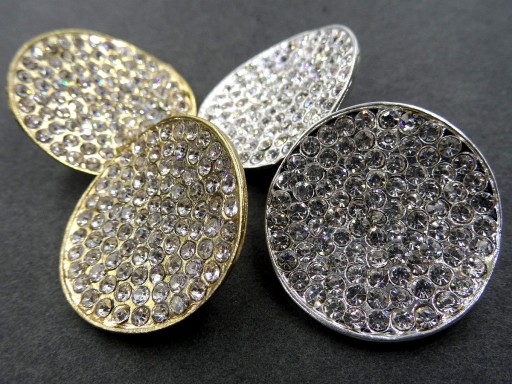27mm Ozdobné gombíky 1 kus ZLATÉ zirkóny STRIEBORNÉ OZ56A 0715