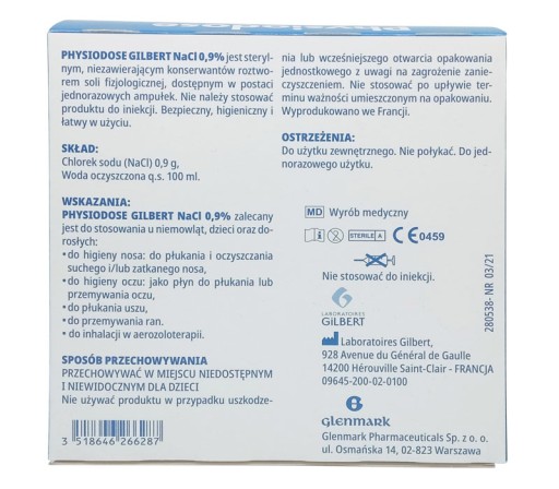 FYZIOLOGICKÁ SOĽ NA INHALÁTOR, OČI, NOS, RANY, UŠI
